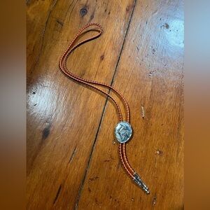 Bola Bola Phoenix orange silver neck tie with silver hammer engraved design